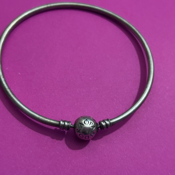 PANDORA 925 Silver Starter Vintage Minimalist Bead Ball Bangle Bracelet - Picture 1 of 5